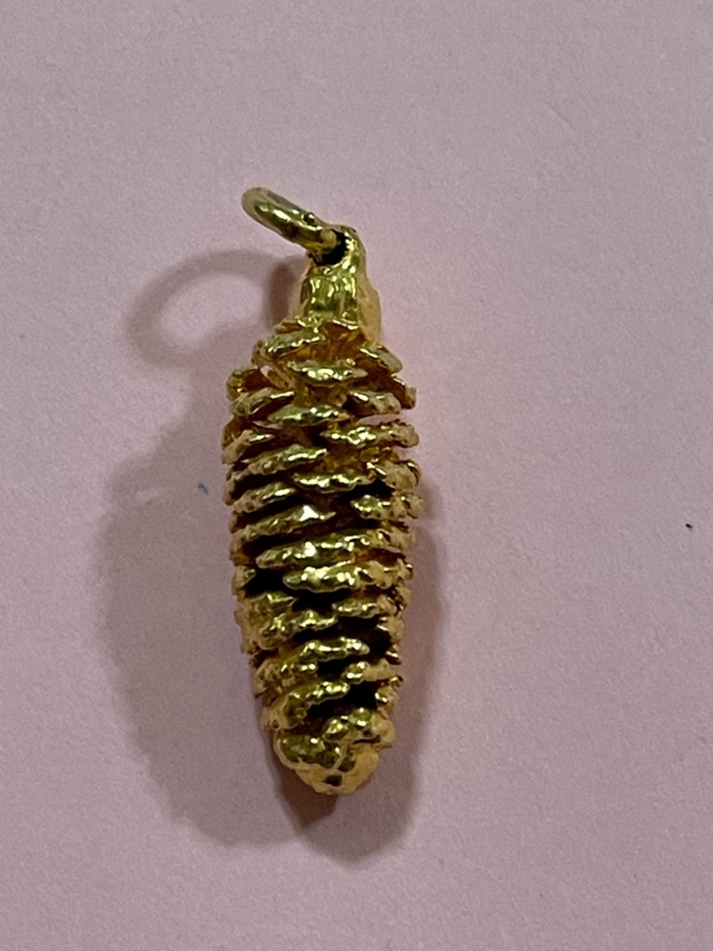 Vintage Gold Tone Pinecone Charm Pendant #9669 ❤️‍🔥